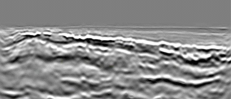 P-wave reflectivity image obtained by spatial differentiation of the FWI acoustic-impedance model at 20 Hz, in-lines in the sub-salt strike direction, S-Cube Wintershall Dea Seismic Imaging