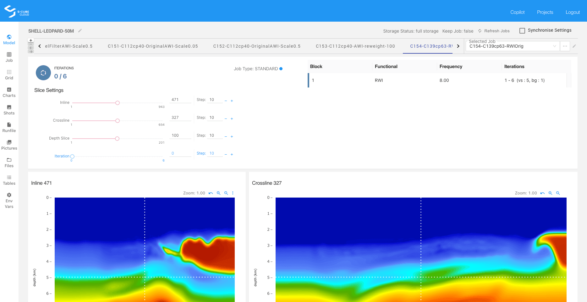 The Nebula dashboard monitoring FWI job status, performance and QC outputs